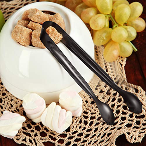 Gejoy 12 Pack Sugar Tongs Ice Tongs Stainless Steel Mini Serving Tongs Appetizers Tongs Small Kitchen Tongs for Tea Party Coffee Bar Kitchen (Black) - Thumbnail 3