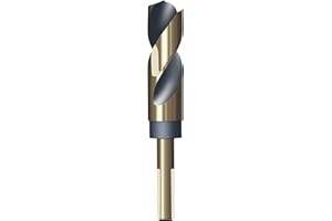 HUHAO 1 Inch Drill Bit - Reduced Shank 1/2", High Speed Steel HSS 4341, Black Nitride & Gold Titanium Coated for Heavy-Duty Drilling in Metal, Steel, Structural Beams & Thick Plates