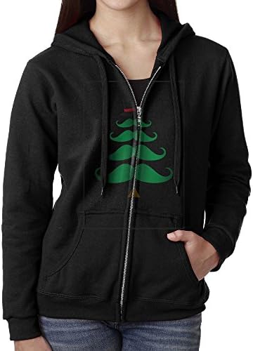 Funny Mustache Tree Happy Christmas Women's Hoody Zipper Unique BTS