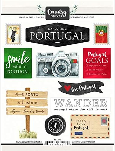 Scrapbook Customs 61277 Portugal Watercolor Sights Stickers