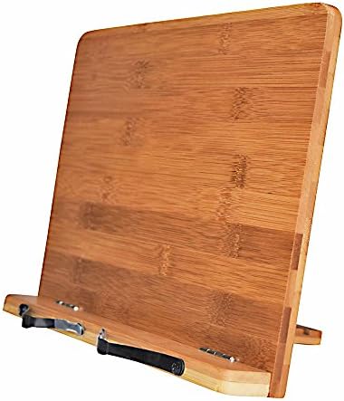 Bamboo Book Holder | Adjustable and Versatile Book Holder with Tray and Paper Clips Portable Book Holder for Books, iPad, Tablet, Laptop 13” | IPad Holder, Tablet Stand, Cookbook Stand