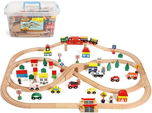 On Track USA Wooden Train Set 100 Piece 