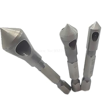 Generic 3pcs Hss Countersink Deburring Drill Bit Set 5/64" 1/8" 3/16" Hex Shank Chamfer Counter Sink For Cutting Metal Wood Drill Bits