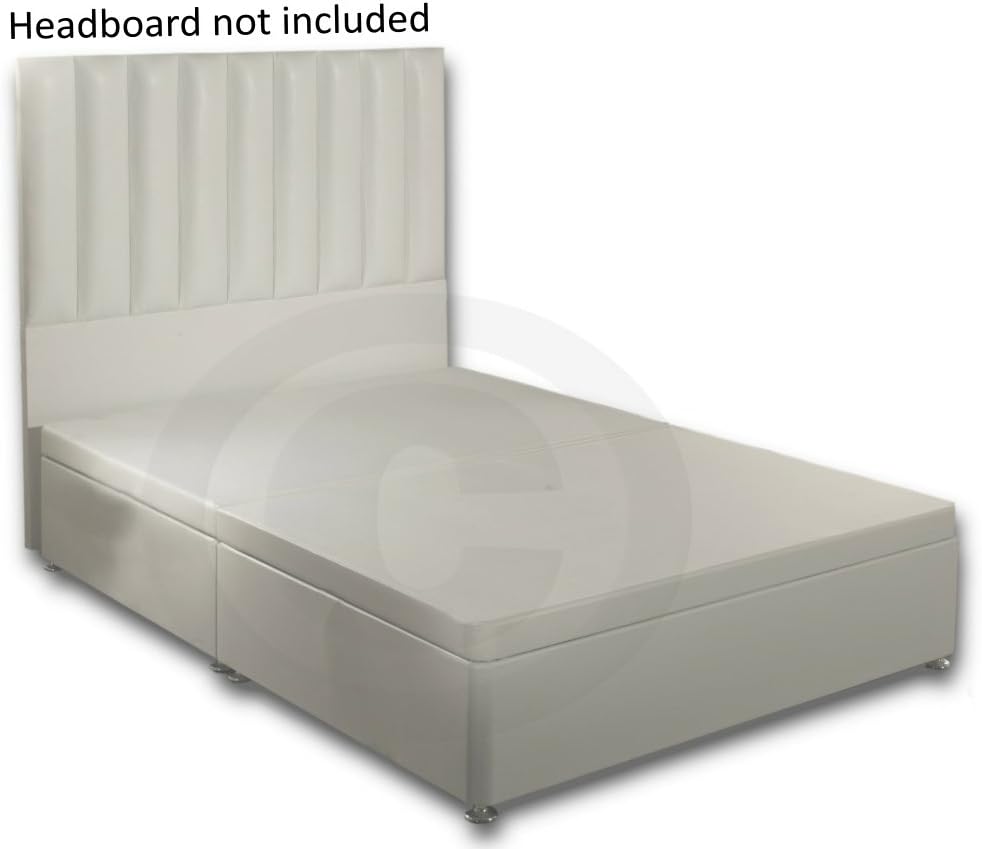 Ottoman Storage Bed Faux Leather Finish Single Double King Size Many Colours (White, Small Double 120x190cm)