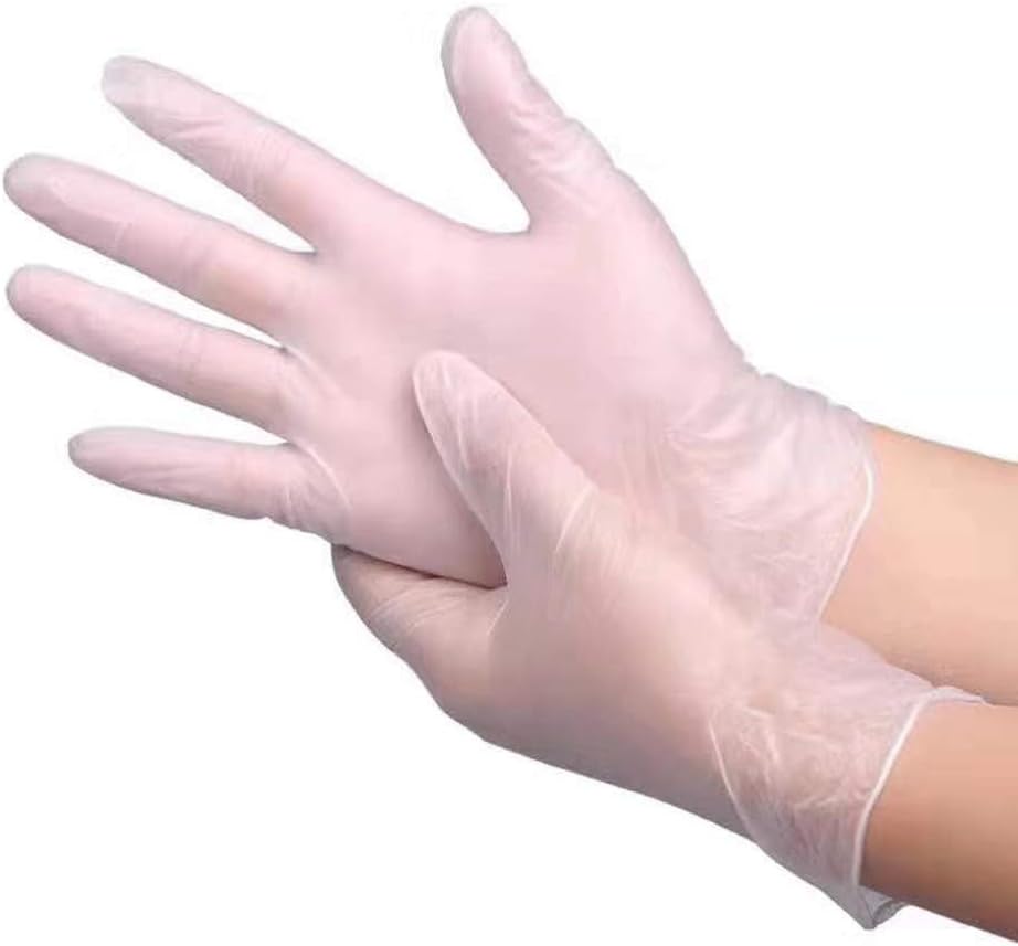100 Pcs Disposable Vinyl Clear Gloves Disposable Latex Free Safety Protective Gloves High Density Vinyl Safety Protective Gloves Allergy