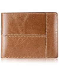 Mens Wallet RFID Genuine Leather Bifold Wallets For Men, ID Window 16 Card Holders Gift Box
