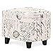 Best Choice Products Modern Contemporary Linen Upholstered Barrel Accent Chair Furniture Set for Home, Living Room w/Arms, Matching Ottoman, Birch Wood Legs - White, French Print Detail