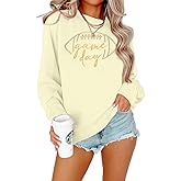 Game Day Sweatshirt Football Outfits ：Women Football Embroidery Sweatshirts Football Season Pullover Tops