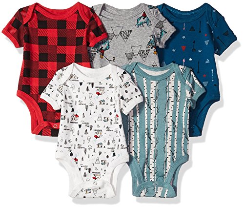 Rosie Pope Boys Baby 5 Pack Bodysuits, Mountain Theme, 6-9 Months