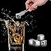 Whiskey Stones Ice Cubes, Set of 10 Stainless Steel Ice Cubes Reusable Chilling Frozen Rocks for Whiskey Wine Beverage Juice or Soda, Nonslip Rubber 'n Tongs & Plastic Storage Tray Silver