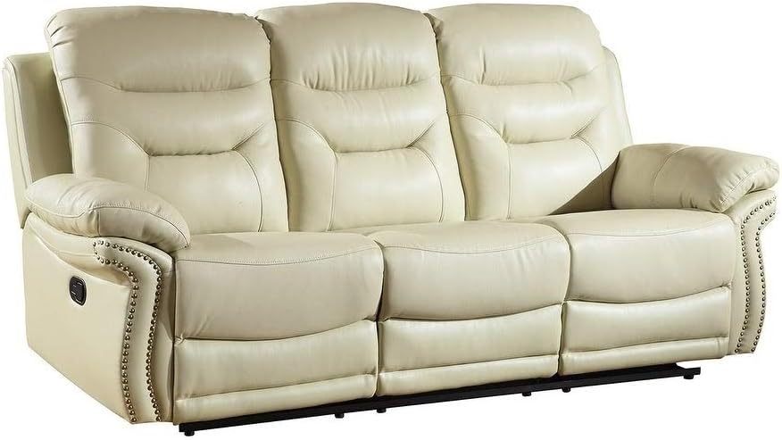 Blackjack Furniture Sofa Leather Match Livingroom Sofa, Beige, 1 Piece