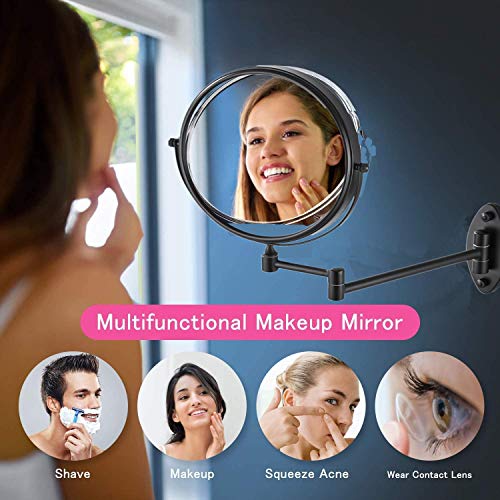 HIHIA Wall Mounted Magnifying Mirror with 10x Magnification, Oil Rubbed