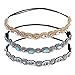 Mudder 3 Pack Rhinestone Crystal Beads Elastic Fashionable Handmade Hair Band for Women