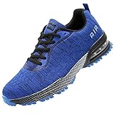 GANNOU Men Air Cushion Running Tennis Shoes Trail Lightweight Breathable Athletic Fitness Fashion Walking Sneakers (11.5 D(M) US, Blue)