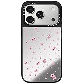 CASETiFY Mirror iPhone 17 Pro Case [Reflective/Compatible with Magsafe / 4.9 ft. 1X Military Grade Drop Protection] - Pressed Sakura - Silver On Black