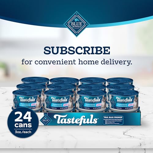 BLUE BUFFALO TASTEFULS NATURAL TENDER MORSELS WET CAT FOOD, CHICKEN ENTRÉE 3-OZ CANS (PACK OF 24)