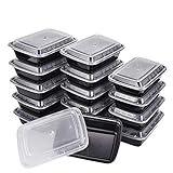 Hecentur Disposable Food Containers Meal Prep Bowls - Plastic Containers with lids Rectangular Meal Prep Containers for Home, Work, and Travel Use, BPA Free, Freezer and Microwave Safe, 1000ML, 6PCS
