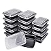 Hecentur Disposable Food Containers Meal Prep Bowls - Plastic Containers with lids Rectangular Meal Prep Containers for Home, Work, and Travel Use, BPA Free, Freezer and Microwave Safe, 1000ML, 6PCS
