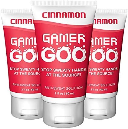 Gamer Goo Antiperspirant Dry Grip for Sweaty Hands – – Anti Sweat Hand Lotion – – Non Sticky, Non-Toxic, TSA Travel Safe, Made in USA - 2 oz. (60mL) (Cinnamon, 3 Pack)