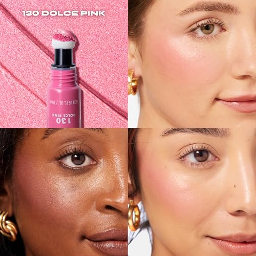 Milani Cheek Kiss Liquid Blush + Glow, Creamy 2-in-1 Blush for Cheeks and Highlighter Makeup for Dewy, Radiant Finish - 130 Dolce Pink