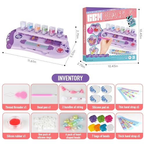 Diamond Art Bracelet Making Kit for Kids, 10 PCS DIY Multicolor Gem Friendship Bracelets Craft Set for Girls Ages 6-12, Creative Jewelry, Safe & Fun Easter Birthday Gift for Children