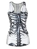 Pink Wind Girls White Skelecton Printing Sleeveless Punk T Shirt Vest Tops