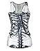Pink Queen Hot Women Skeleton Skull Printed Sleeveless T Shirt Tank Tops (White Skull) Fits S/M/L