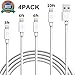 Cablex iPhone Charger Lighting Cable 8Pin iPhone Charging Cable Cord Compatible with iPhoneX/8/7/7Plus/6/6s/6Plus/5(White, 4pack)