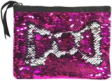 ROOSSI Multifunctional Reversable Mermaid Sequin Cosmetic Organizer Pouch Evening Party Bag Color 4