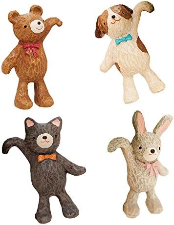 Collectible Figure,Mushine Zakka English Bear Series Home Decor Accents,Zakka Style Polyresin Figurine and Sculpture,Decorative Ornaments For Vehicle,Home,Garden,Patio (Zakka Animal Hook-Set of 4)