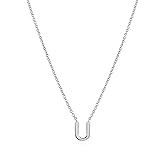 Fwlisesa Cute Necklaces for Women, Dainty Silver Initial Necklaces Simple Silver Choker Aesthetic Tiny Letter Pendant Cute Necklace for Women