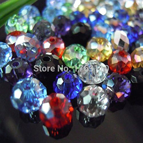 HOO PRODUCTS -Mixed Colors 46mm 50pcs Rondelle Austria faceted Crystal Glass Beads Loose Spacer Round Beads for Jewelry Making Brand New !