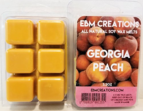 Georgia Peach - Scented All Natural Soy Wax Melts - 6 Cube Clamshell 3.2oz Highly Scented!