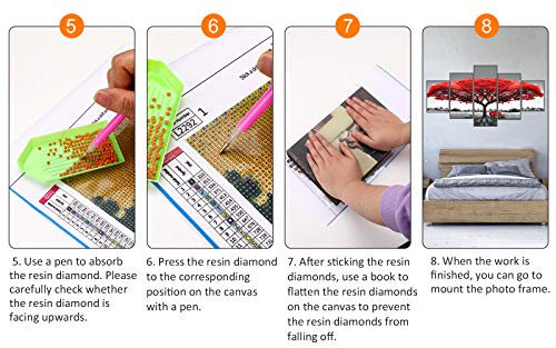 Diamant Peinture 5Pack, TAOPE DIY Broderie Diamant Chat Bricolage Strass Collé Broderie Point de Croix Complet Strass de Broderie Diamant Kit pour Décoration Murale de Salon -Arbre