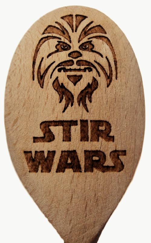 FastCraft Stars Wars Inspired Wooden Baking Spoon Wood Kitchen Cooking Birthday Present Fan Gift Darth Vader STORMTROPPER Jedi Republic Laser Engraved (Chewie)