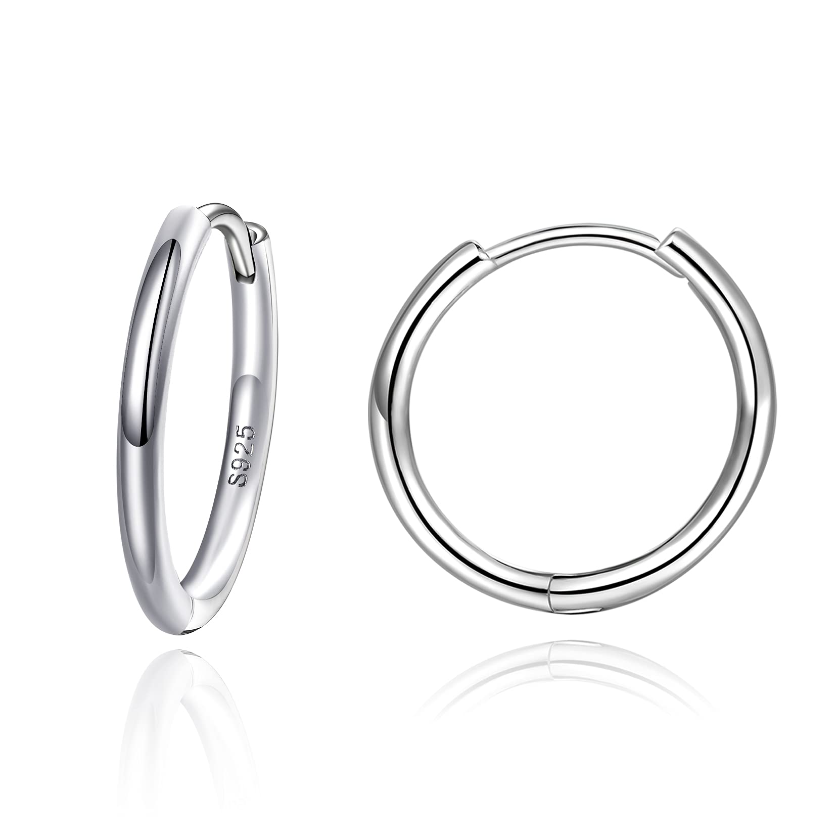 2mm Thickness Small Cartilage Huggy Hoop Earrings 925 Sterling Silver Cartlidge Helix Mini Hinged Huggie Hoops Sleepers Earrings - Silver, 18MM (14mm Inner diameter)