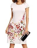 Romwe Women's Floral Print Short Sleeve Casual Work Office A Line Dress