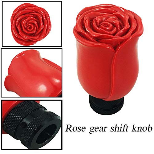 Abfer Flower Shift Knob Rose Gear Shifter Handle Red Car Stick Lever