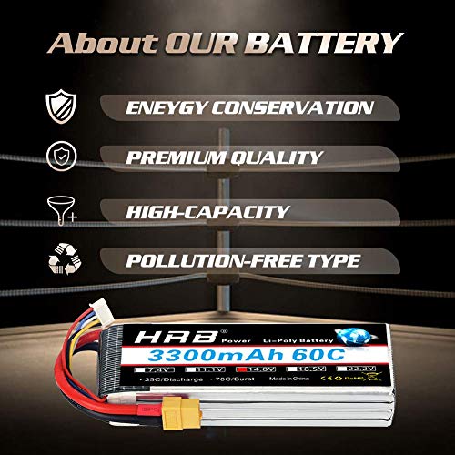 HRB 2PCS 4S 3300mAh 14,8 V Lipo RC Akku 60C Pack mit XT60 / EC3 / Deans / Traxxas Stecker für RC Flugzeug Hubschrauber… – Bild 6