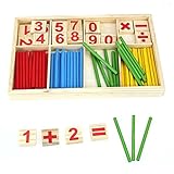 UNKE Children Counting Stick Calculation Math Educational Toy Wooden Number Cards and Counting Rods with Box Educational Toy