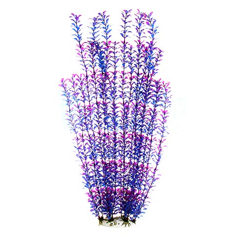Norgail Large Aquarium Plants Artificial Plastic Fish Tank Plants Decoration Ornaments Safe for All Fish 20 Inches Tall (Purple) - Thumbnail 2