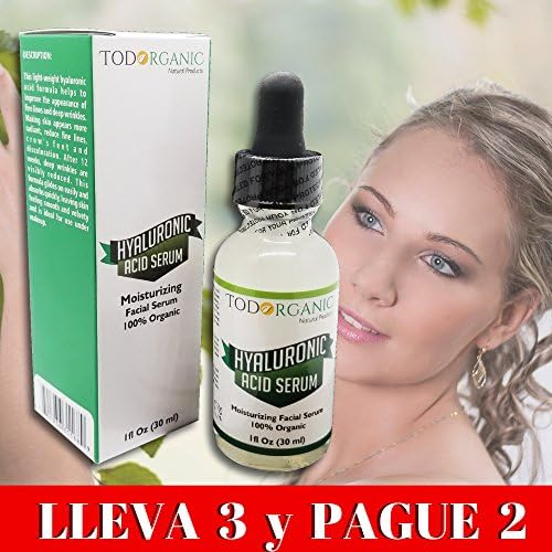 Ácido Hialurónico El Mejor Suero Anti-Envejecimiento Para La Piel Clínicamente Comprobado- Suero Anti-Arrugas Con Vitamina C + Vitamina E + Te Verde + Aceite de Jojoba 100% Orgánico 1 oz.