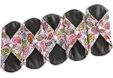 Sanitary Reusable Cloth Menstrual Pads by Heart Felt | XL Cloth - 5 Pack Washable Sanitary Napkins with Charcoal Absorbency Layer - Overnight Long Panty Liners for Comfort and Support
