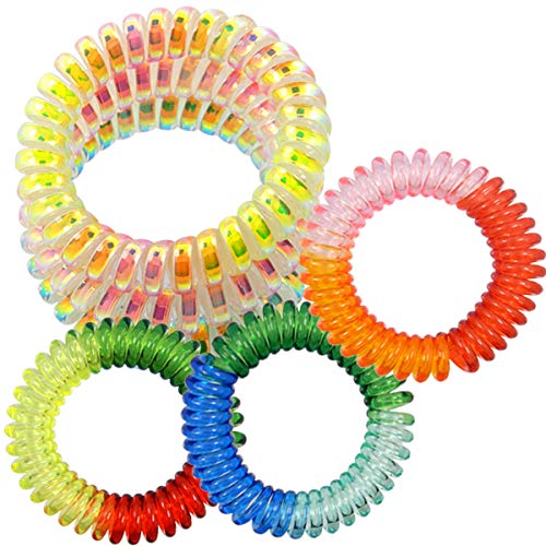 Shells 11Pack Bright Pearlized Colorful Assorted Gradual Changing Colors Flesible Plastic Spiral Coil Wrist Band Stretchable Key Ring Chains with Key Holders (11) - Thumbnail 6