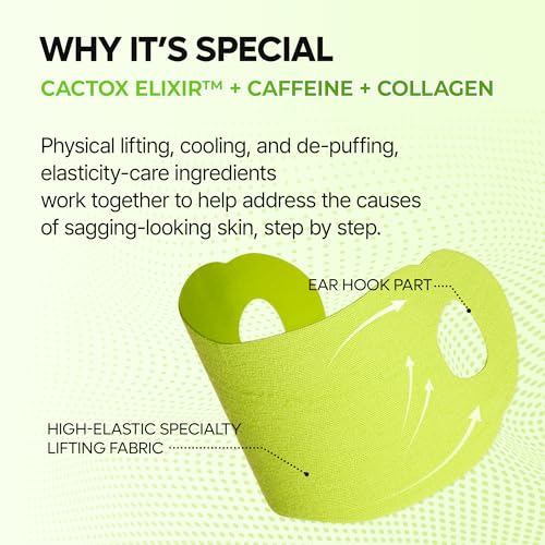 Dr.Melaxin CACTOX V-Lifting Mewing Band – Cactox + Caffeine + Collagen Double Chin Lifting Band for Sagging Jawline & Facial Puffiness | 115.49% Jaw & Chin Lifting Improvement | Korean V-Line Lifting