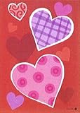 Toland - Heart Trio - Decorative Valentine Day Love Red Pink USA-Produced House Flag