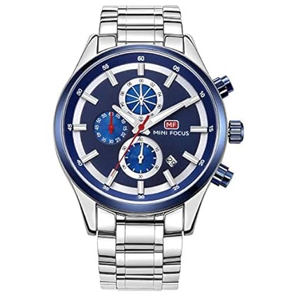Mini Focus Luxury Mens Watch,Top Brand Dual Quartz Watch,Chronograph Casual Fashion Waterproof Stainless Steel Back Male Wristwatch MF0081G.03