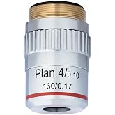 AmScope PA4XK-V300 4X Plan Achromatic Objective, Knurled Ring | 4X Plan Achromatic Microscope Objective Lens with Knurled Ring