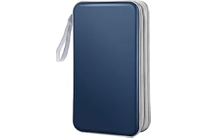 Bivisen CD Case Wallet, 80 Capacity DVD VCD Media Blu-ray Case Wallet Holder Storage Organizer (Dark Blue)