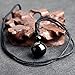 iSTONE Unisex Genuine Round Gemstone Beads Pendant Necklace with Adjustable Nylon Cord 25 Inch (Gold Sheen Obsidian)